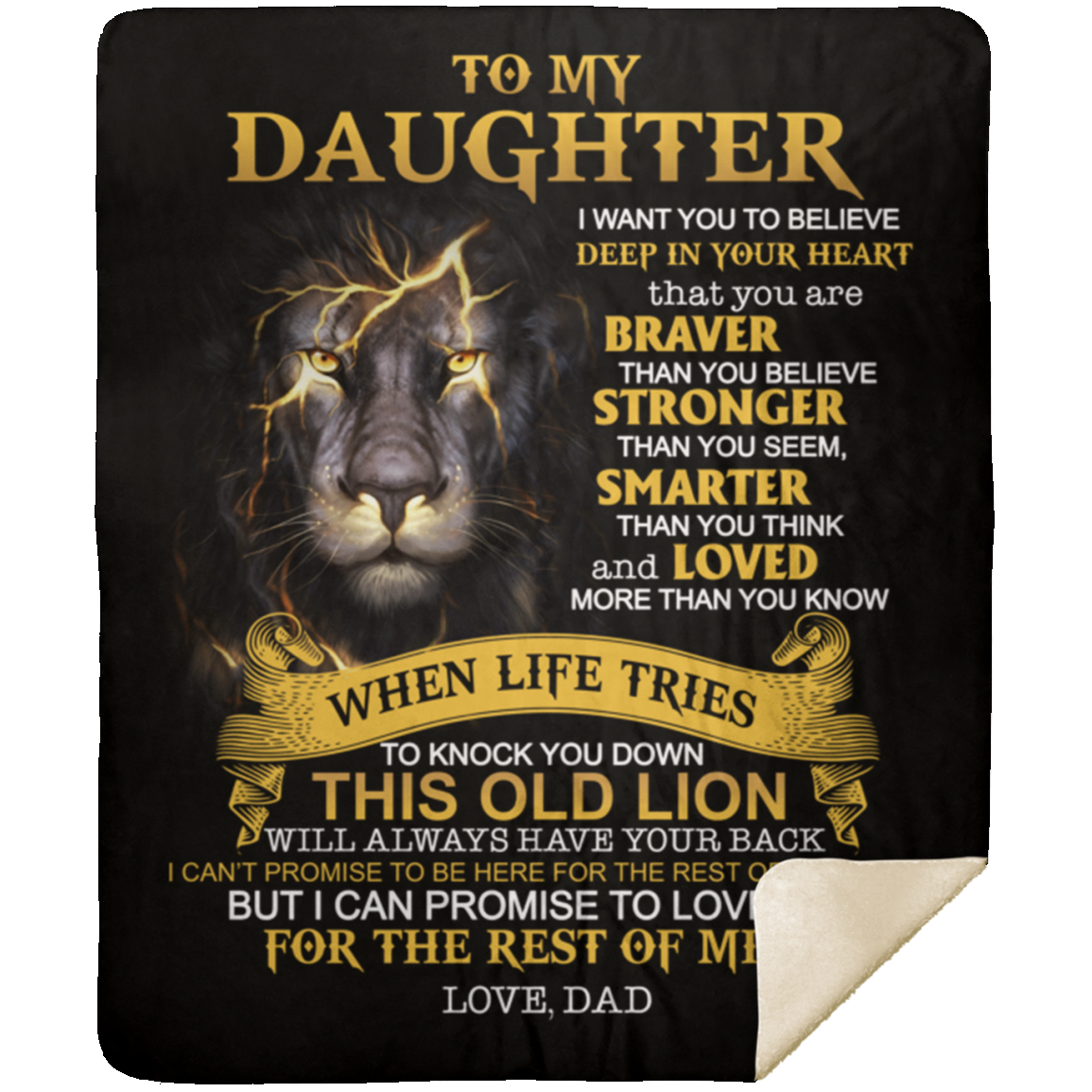 Daughter Old Lion Premium Mink Sherpa Blanket 50x60