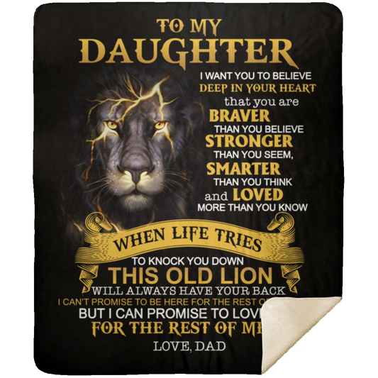 Daughter Old Lion Premium Mink Sherpa Blanket 50x60