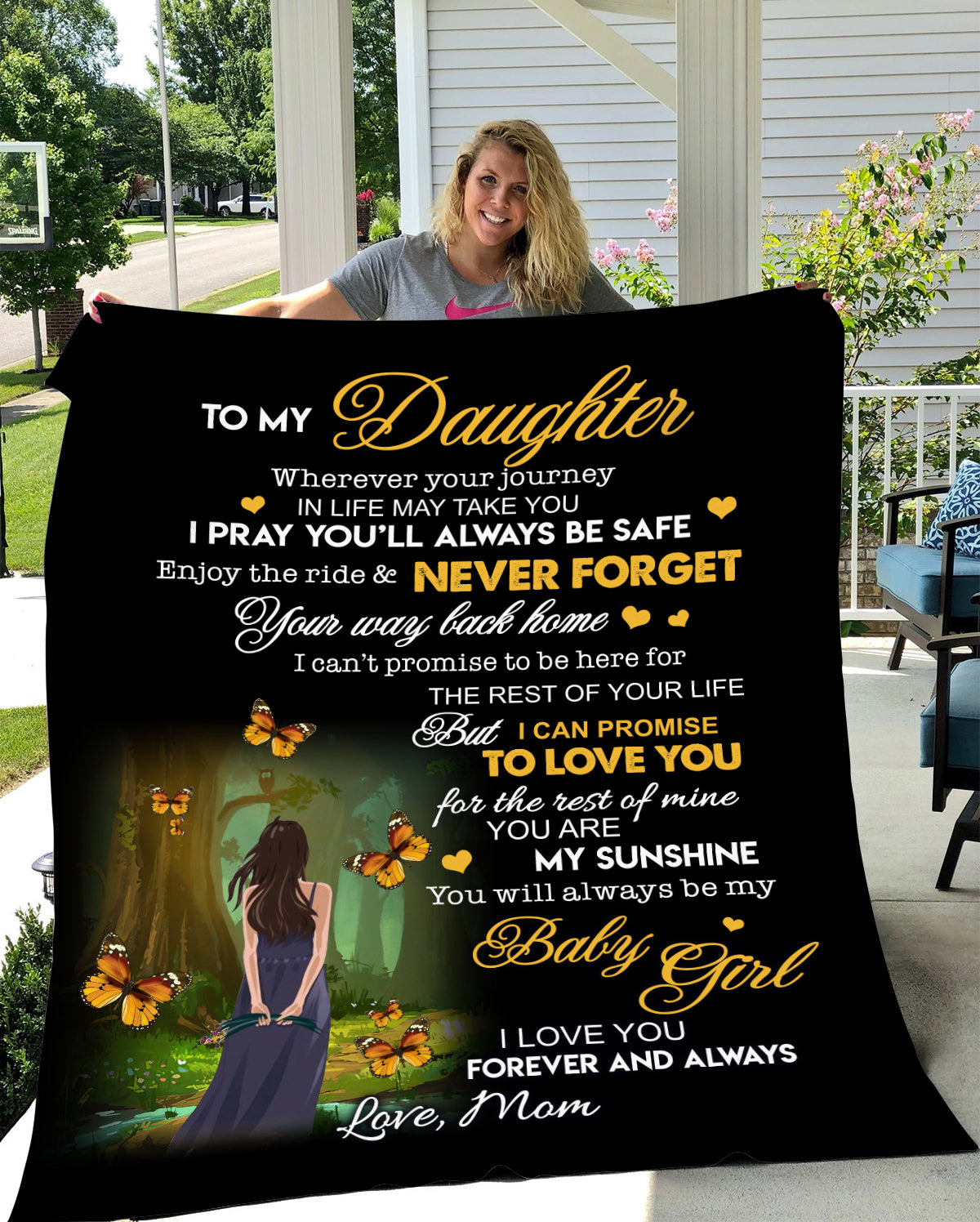 Daughter Love Mom Premium Mink Sherpa Blanket 50x60