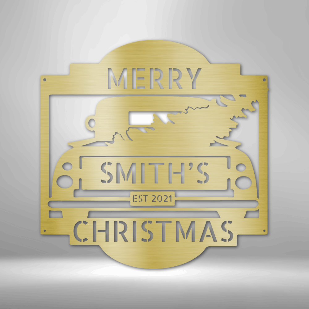 Christmas Truck Monogram - Steel Sign