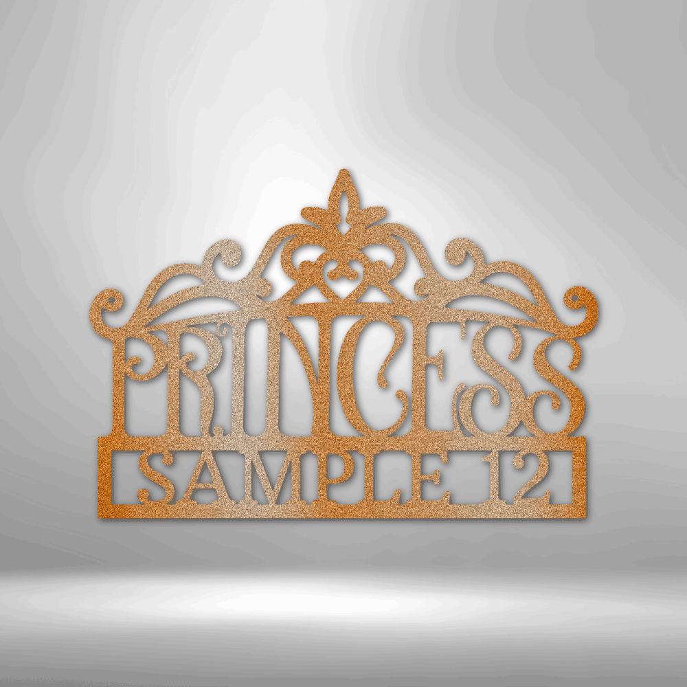 Princess Crown Monogram - Steel Sign