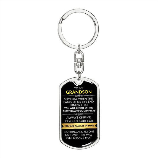 Dog Tag Keychain | Grandson | Someday When The Pages