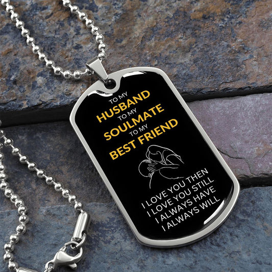 Husband Soulmate Best Friend Dog Tag | Gold