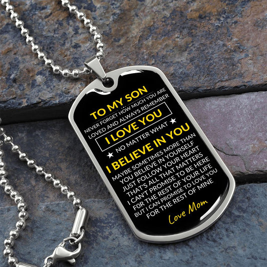 Son Dog Tag | I Love You No Matter | Love Mom