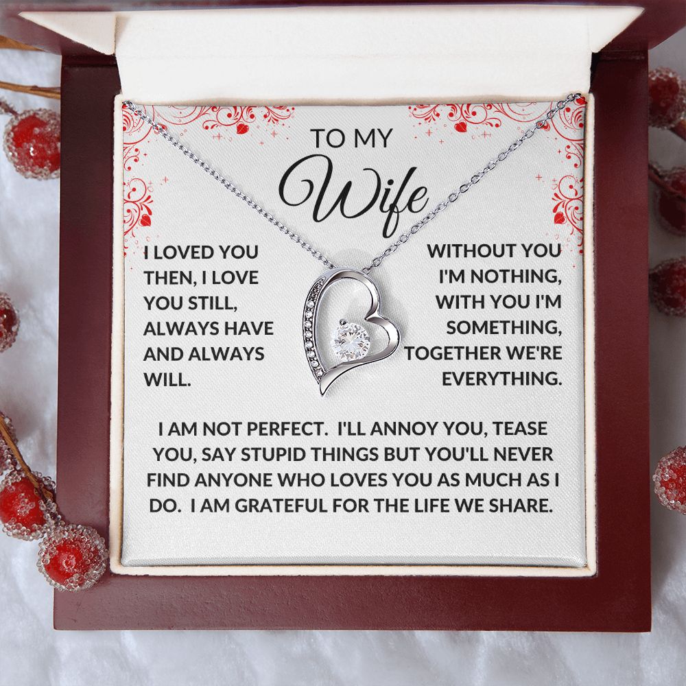 To My Wife | Forever Love Necklace | White Red Heart Borders