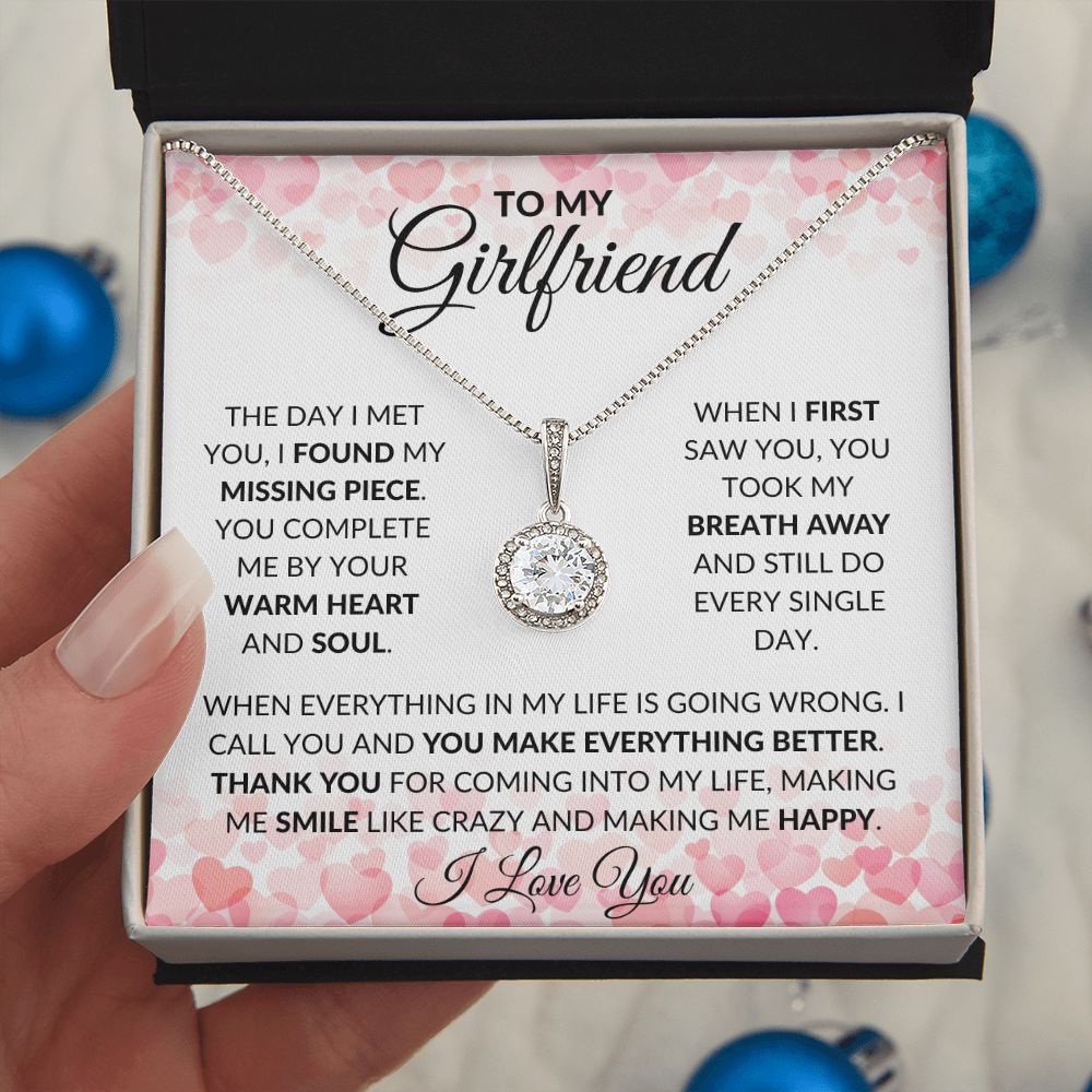 To My Girlfriend | Eternal Hope Necklace | Hearts Top Bottom Border