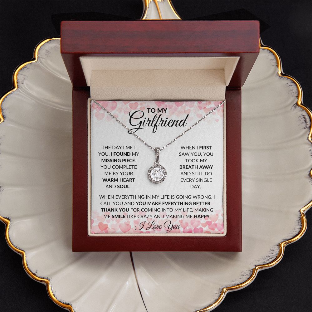 To My Girlfriend | Eternal Hope Necklace | Hearts Top Bottom Border
