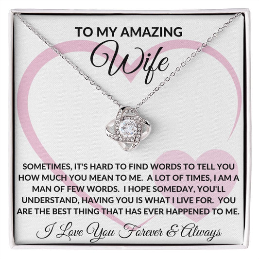 To My Amazing Wife | Love Knot Necklace | White Double Heart