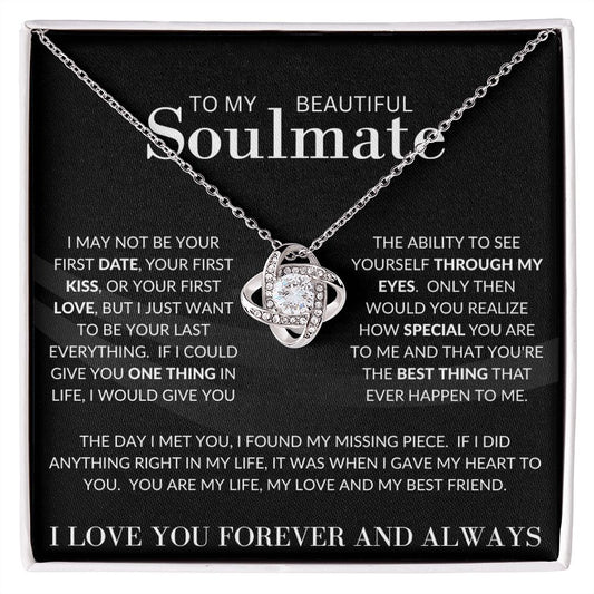 To My Beautiful Soulmate | Love Knot Necklace | Black Wave