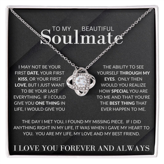 To My Beautiful Soulmate | Love Knot Necklace | Grey Background