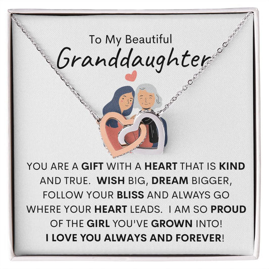 To My Beautiful Granddaughter - Interlocking Hearts Necklace