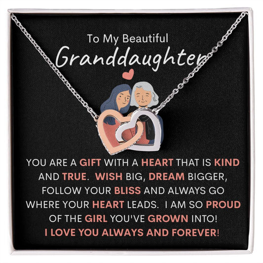 To My Beautiful Granddaughter - Interlocking Hearts Necklace