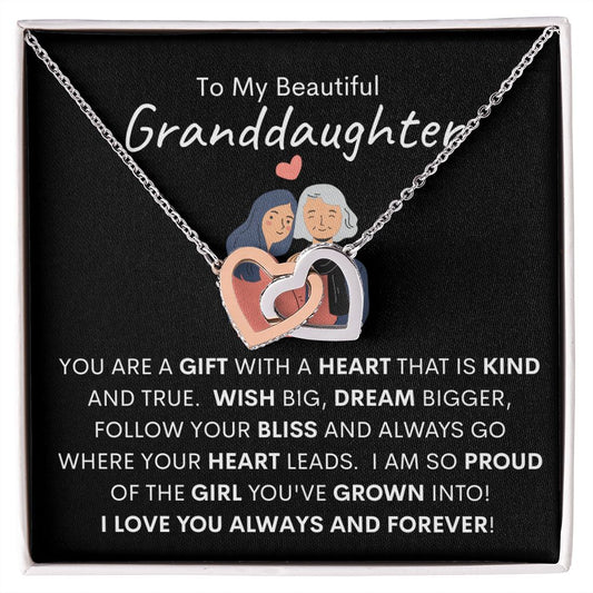To My Beautiful Granddaughter - Interlocking Hearts Necklace