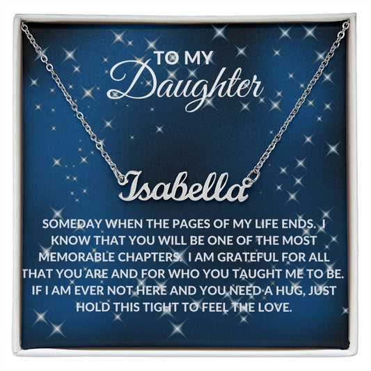 To My Daughter | Custom Name Necklace | Blue Background White Stars