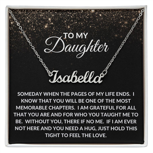 To My Daughter | Custom Name Necklace | Black Gold Sparkles