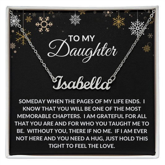 To My Daughter | Custom Name Necklace | Christmas Black Back and Gold Flakes