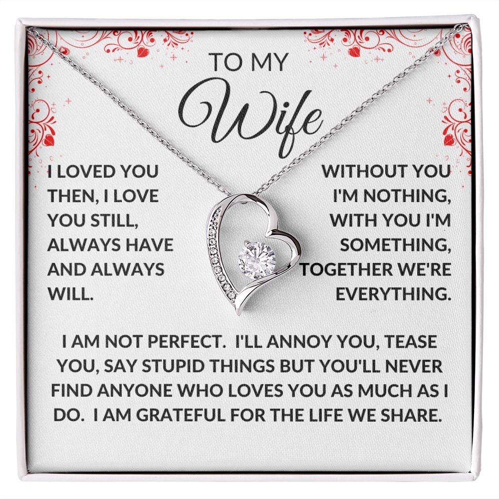 To My Wife | Forever Love Necklace | White Red Heart Borders