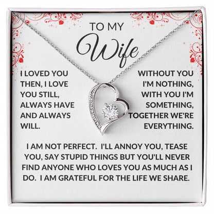 To My Wife | Forever Love Necklace | White Red Heart Borders