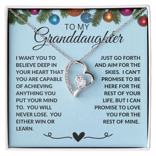 To My Granddaughter | Forever Love Necklace | Christmas Blue Wreath