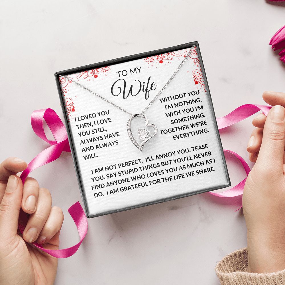 To My Wife | Forever Love Necklace | White Red Heart Borders