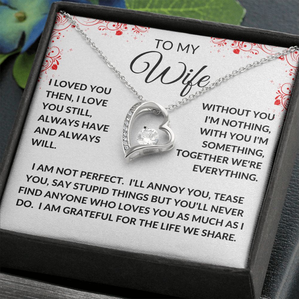 To My Wife | Forever Love Necklace | White Red Heart Borders