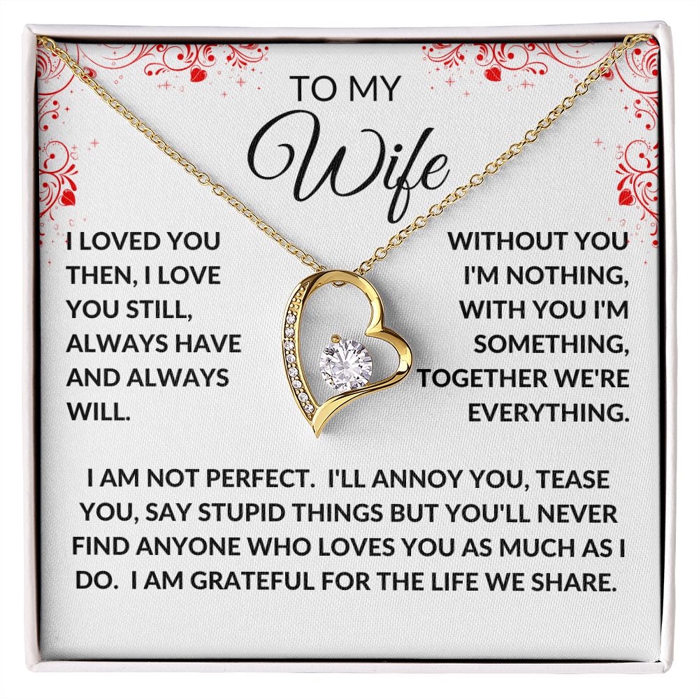 To My Wife | Forever Love Necklace | White Red Heart Borders