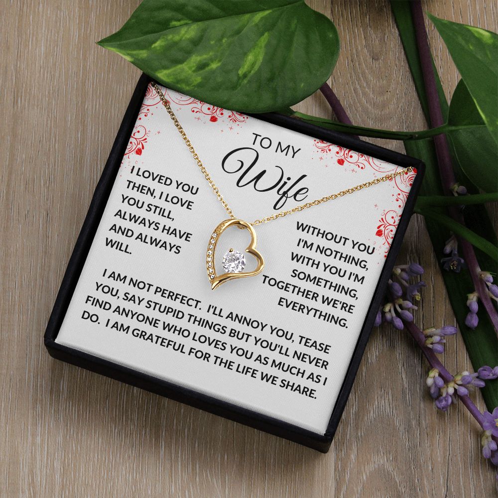 To My Wife | Forever Love Necklace | White Red Heart Borders