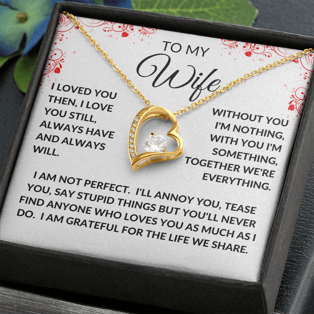 To My Wife | Forever Love Necklace | White Red Heart Borders