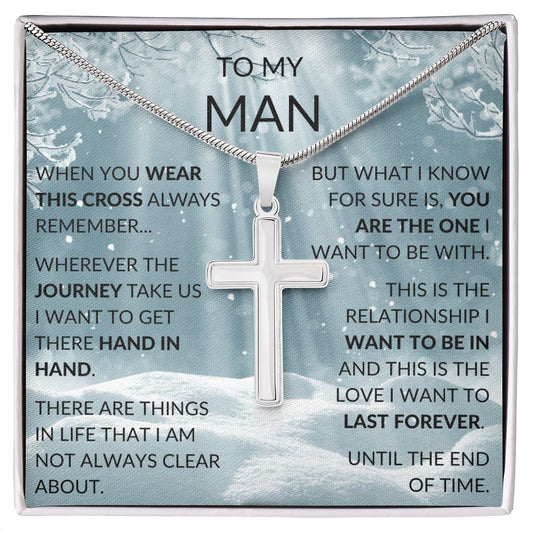 To My Man | Cross Necklace | Wear This Cross | Christmas Snow Background